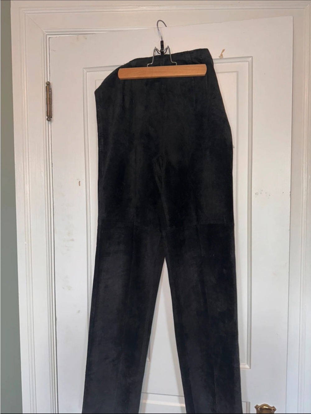 Black Suede Straight Leg Pants